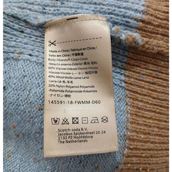 Scotch and soda womens small wool color block tan blue speckled sweater - Picture 7 of 7